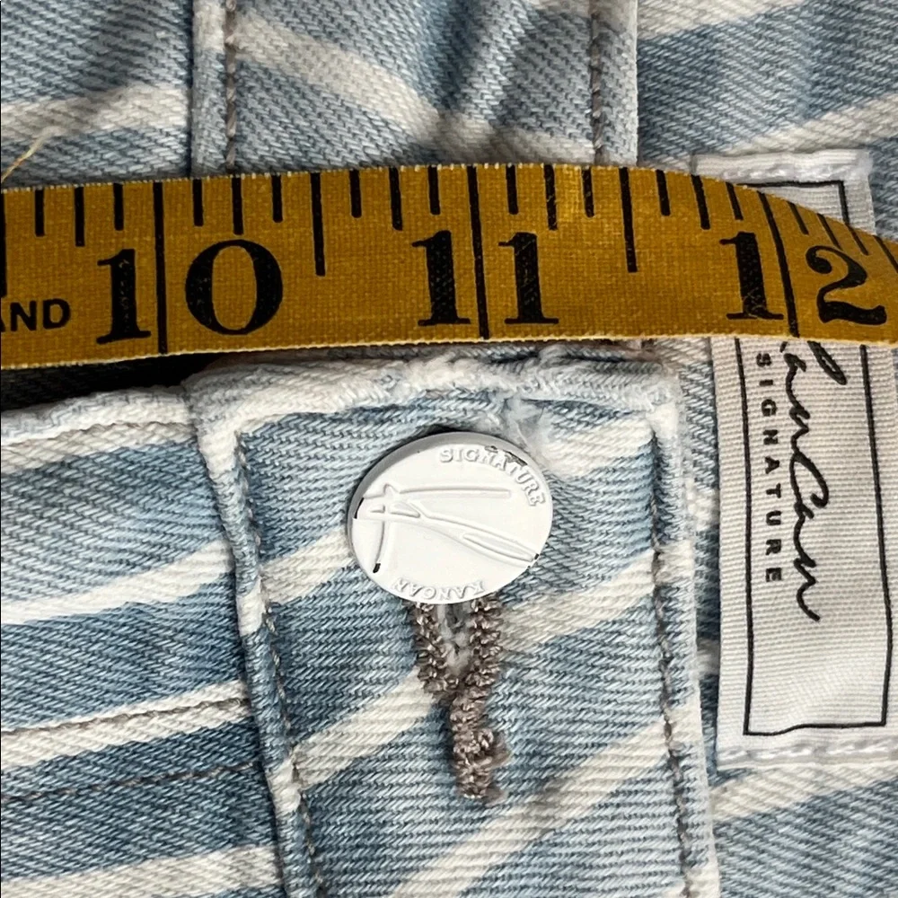 KanCan Signature Ultra High Rise Extreme Flair Light Blue Strip Jeans Women FLAW - Picture 8 of 13